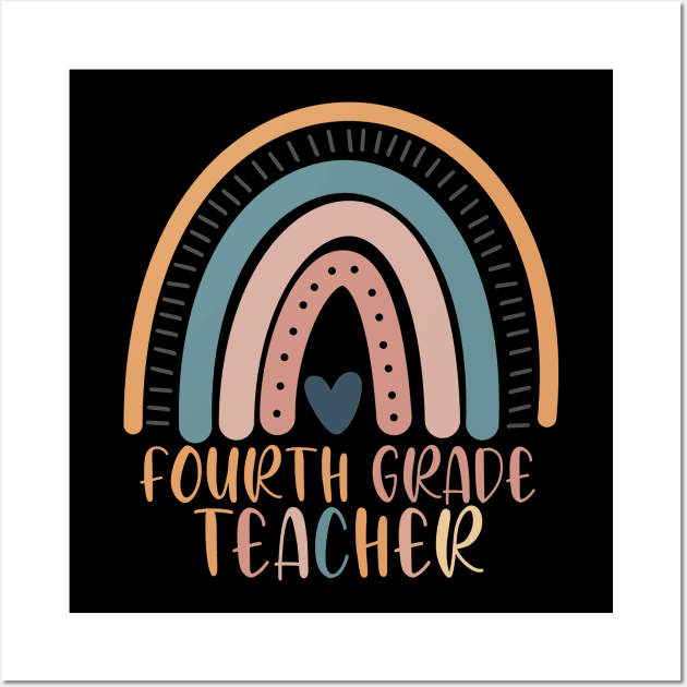 Boho Rainbow Fourth Grade Teacher Kinder Back to School Wall Art by sevalyilmazardal